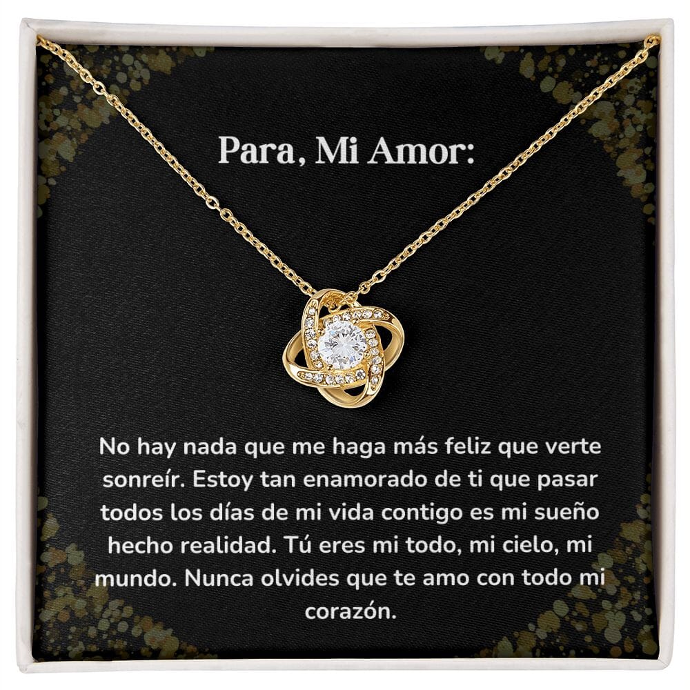 Collar Nudo de Amor - No hay nada que me haga más feliz que verte sonreír Jewelry ShineOn Fulfillment Acabado en Oro Amarillo de 18 quilates. Cajita Estandard (GRATIS) 