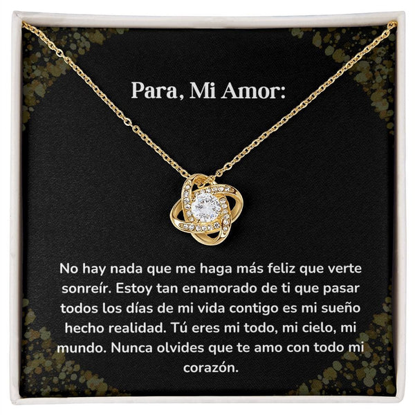 Collar Nudo de Amor - No hay nada que me haga más feliz que verte sonreír Jewelry ShineOn Fulfillment Acabado en Oro Amarillo de 18 quilates. Cajita Estandard (GRATIS) 