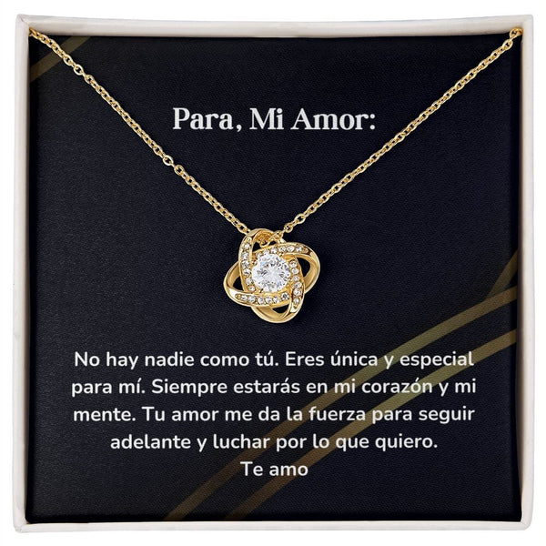 Collar Nudo de Amor - No hay nadie como tú. Eres única y especial para mí. Jewelry ShineOn Fulfillment Acabado en Oro Amarillo de 18 quilates. Cajita Estandard (GRATIS) 