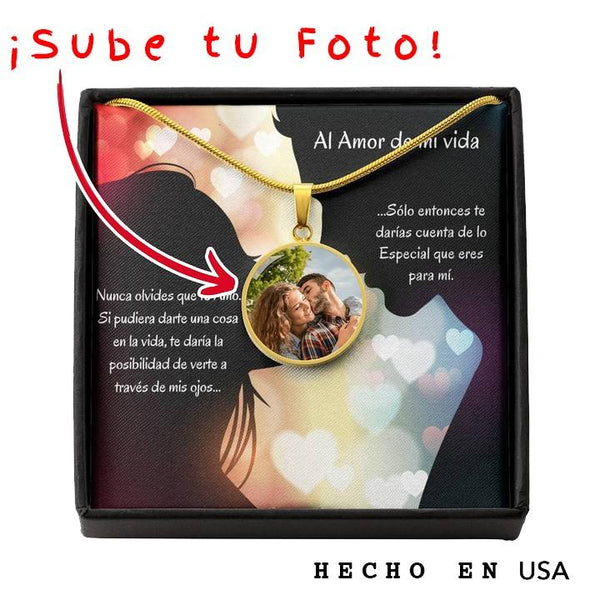Collar para el Amor de mi Vida, Sube la foto donde estén juntos y regálale este hermoso collar a tu pareja. Jewelry Luxury Necklace (18k Yellow Gold Finish) No 