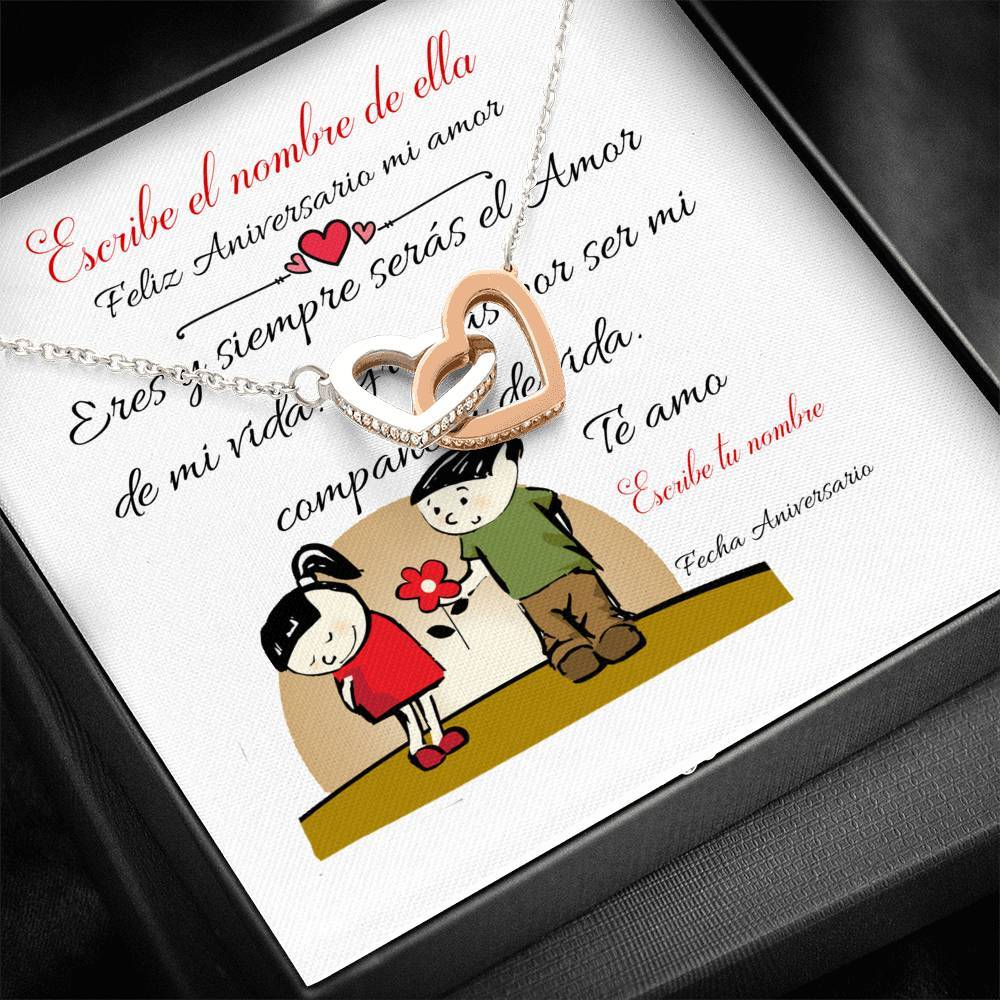 Collar para esposa: Feliz Aniversario amor (Personalizable)… Collar 2 corazones Jewelry Interlocking Heart Necklace 