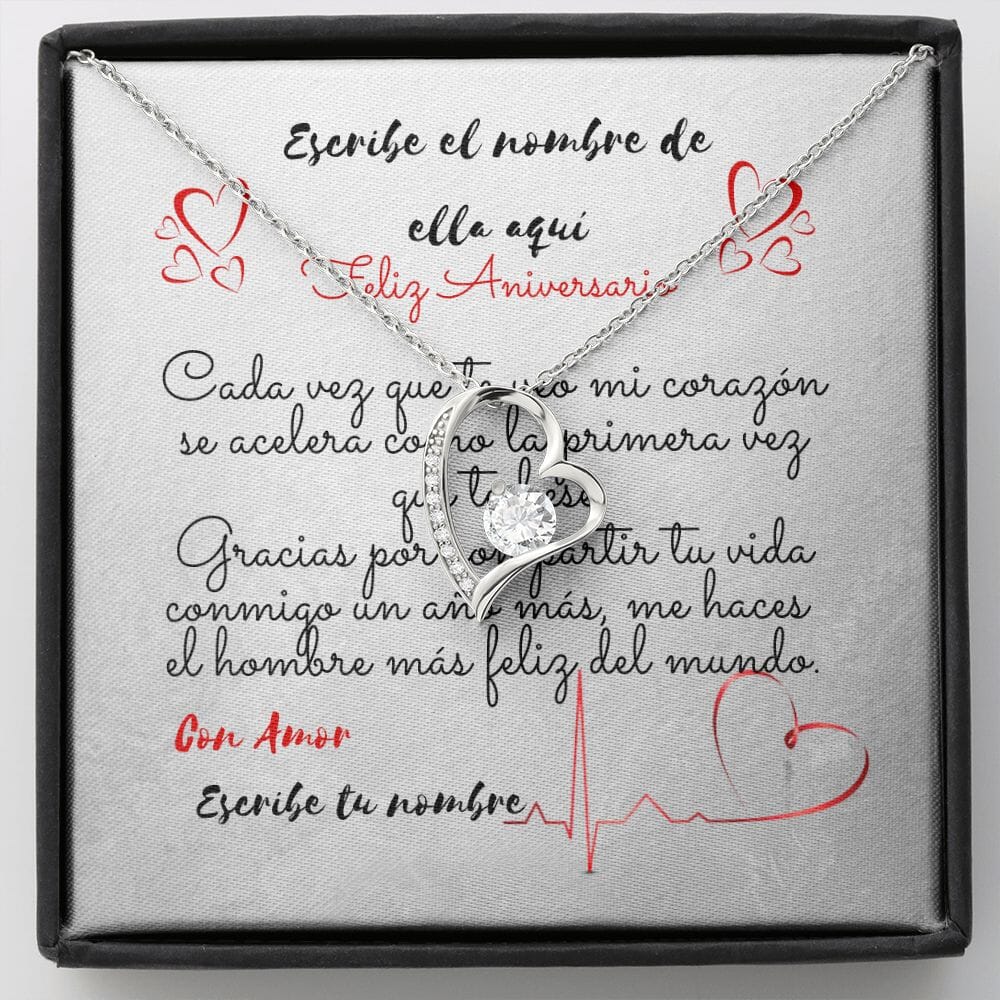 Collar para esposa: Feliz Aniversario, Cada vez que te veo… Collar Love por siempre Jewelry 14k White Gold Finish 