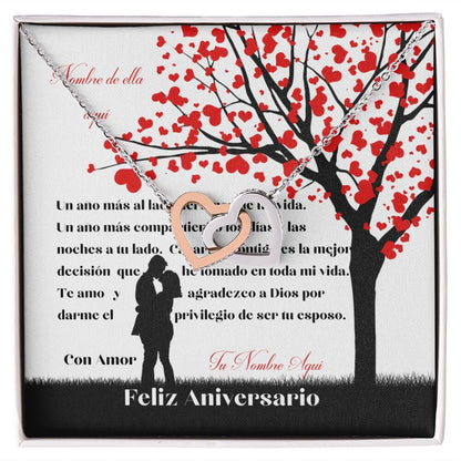 Collar para esposa: Feliz Aniversario Jewelry Interlocking Heart Necklace 