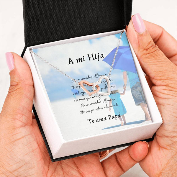 Collar para Hija: A mi Hija - Regalo para hija de Papá- Collar Dos corazones Jewelry/InterlockingHearts 