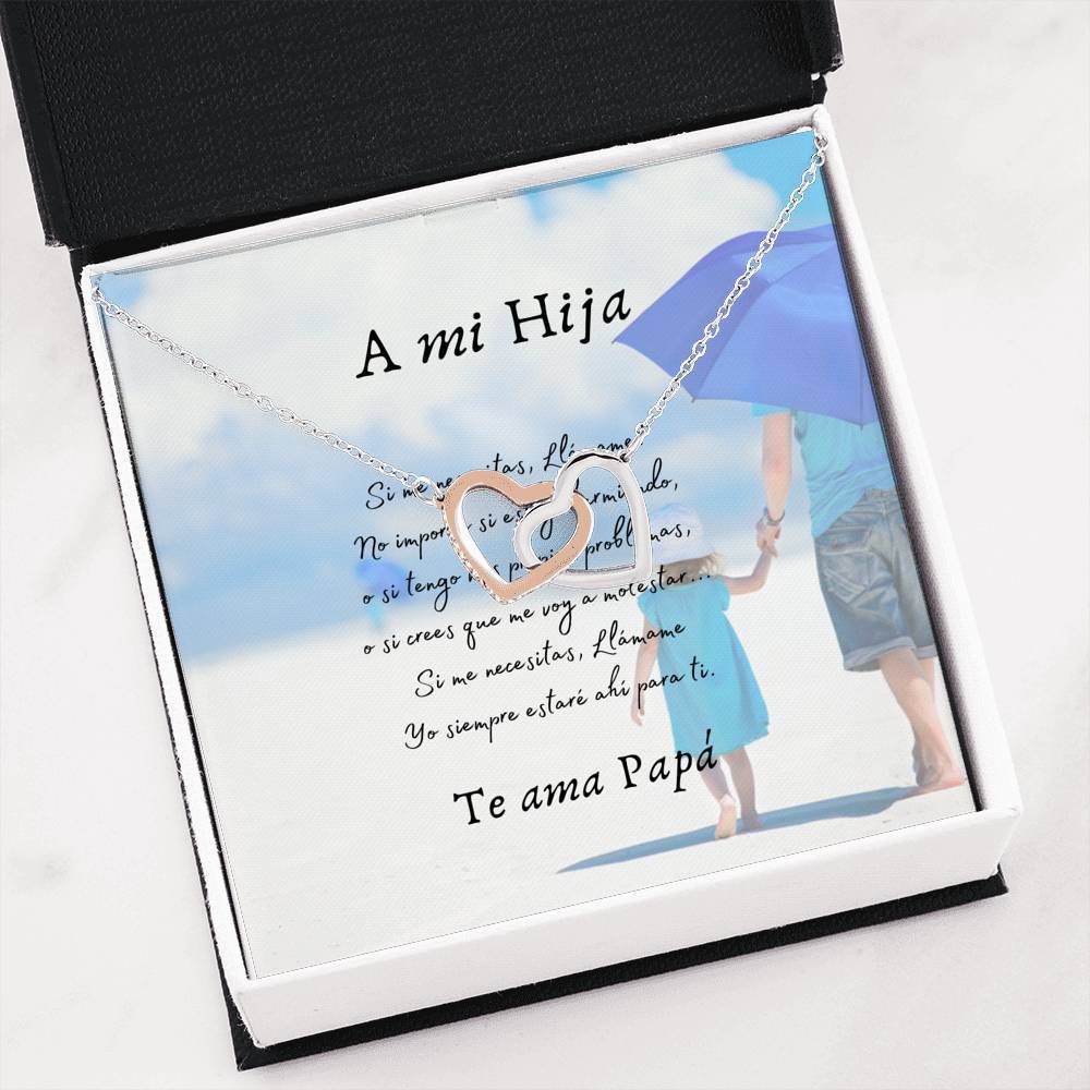 Collar para Hija: A mi Hija - Regalo para hija de Papá- Collar Dos corazones Jewelry/InterlockingHearts Interlocking Heart Necklace 
