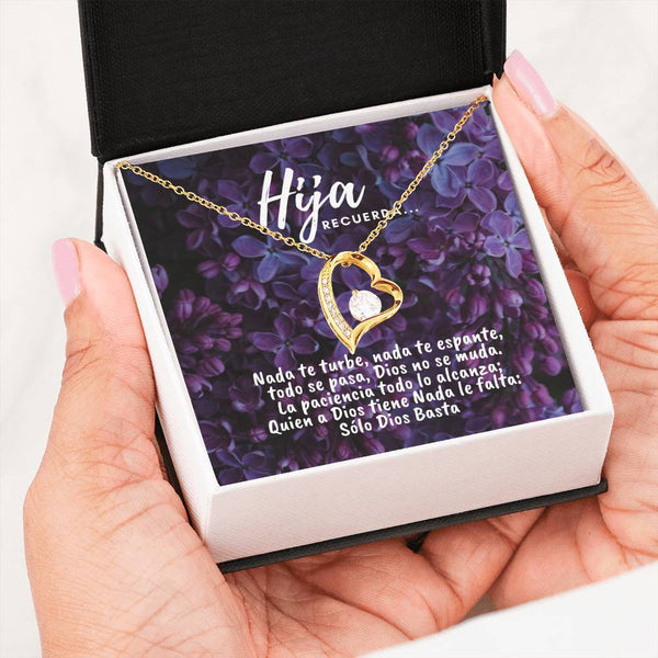 Collar para la Hija: Hija Recuerda… - Regalo perfecto - Collar Forever Love 14K Jewelry/ForeverLove 18k Yellow Gold Finish 