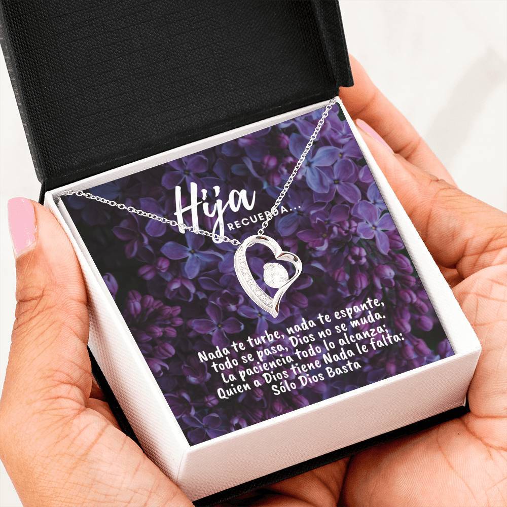 Collar para la Hija: Hija Recuerda… - Regalo perfecto - Collar Forever Love 14K Jewelry/ForeverLove 14k White Gold Finish 