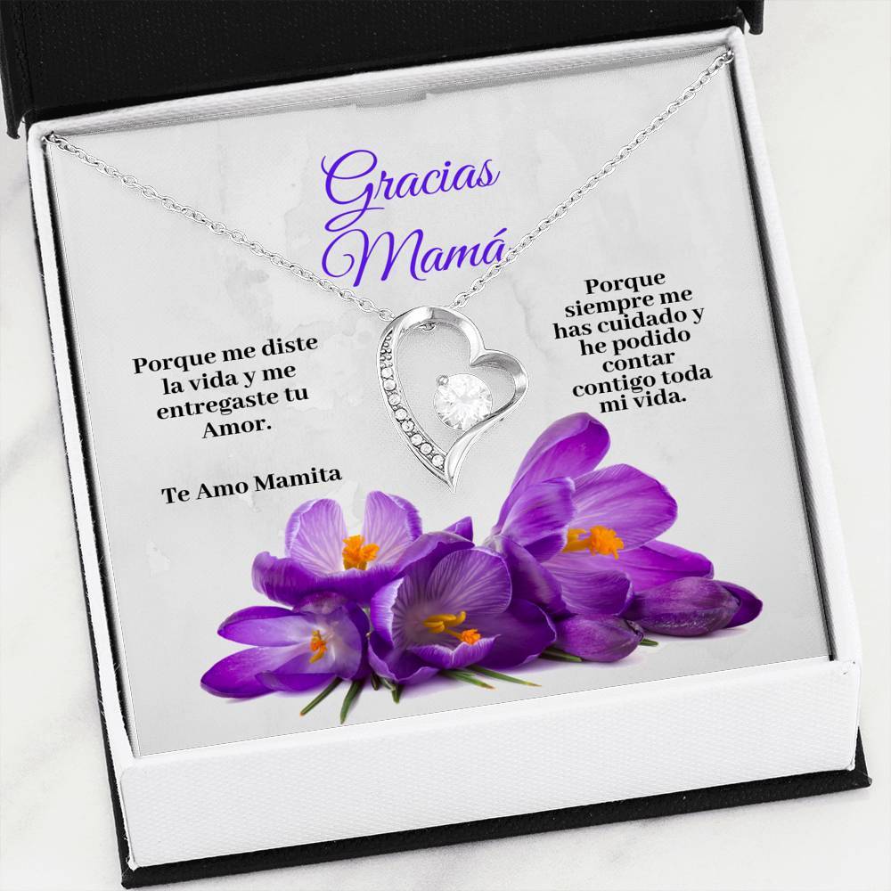 Collar para la Mamá: Gracias Mamá - Regalo perfecto - Collar Forever Love 14K Jewelry/ForeverLove 