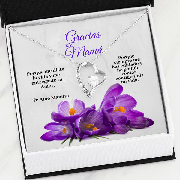 Collar para la Mamá: Gracias Mamá - Regalo perfecto - Collar Forever Love 14K Jewelry/ForeverLove 