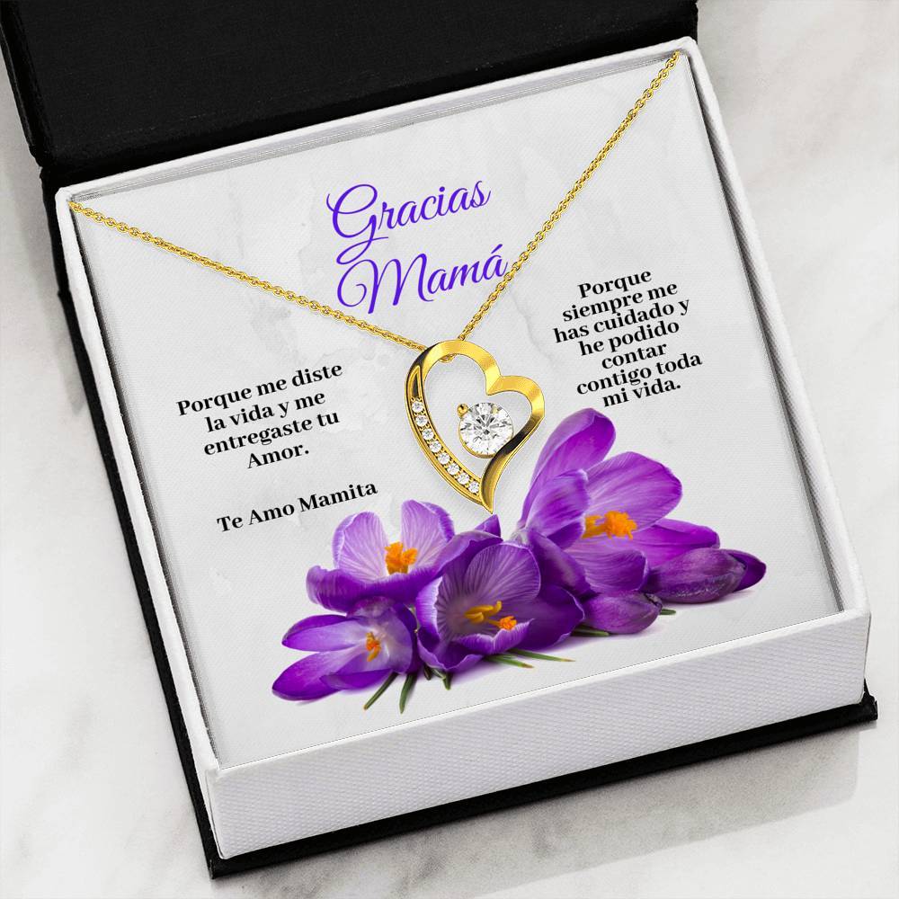 Collar para la Mamá: Gracias Mamá - Regalo perfecto - Collar Forever Love 14K Jewelry/ForeverLove 