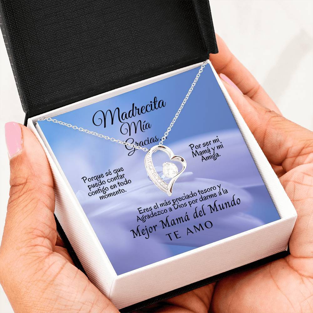 Collar para la Mamá: Madrecita Mía, Gracias - Regalo perfecto - Collar Forever Love 14K Jewelry/ForeverLove 14k White Gold Finish 