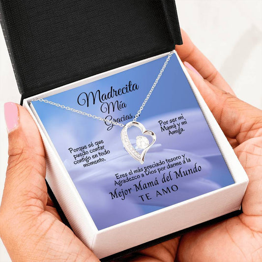 Collar para la Mamá: Madrecita Mía, Gracias - Regalo perfecto - Collar Forever Love 14K Jewelry/ForeverLove 14k White Gold Finish 