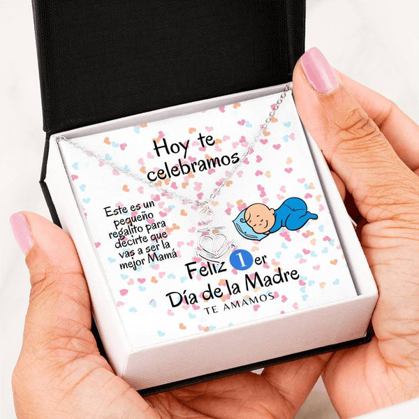 Collar para Mamá: Feliz 1er Día de la Madre- (Boy) - Regalo perfecto para Día de la Madre - Collar Ancla con corazón Jewelry .316 Surgical Steel Necklace 