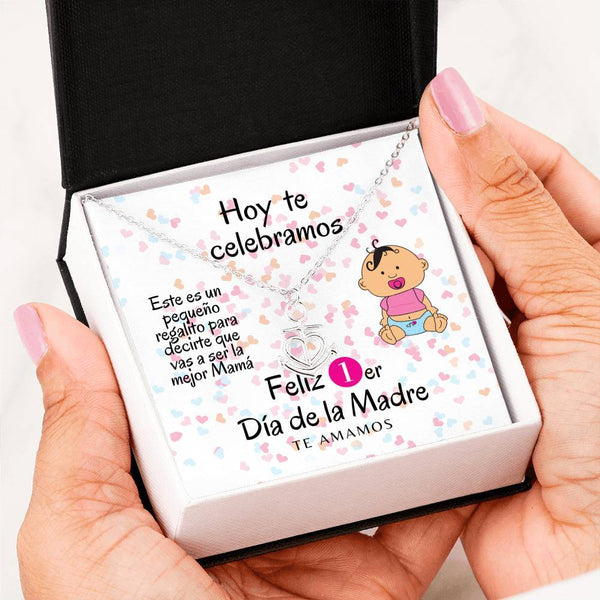 Collar para Mamá: Feliz 1er Día de la Madre- (Niña) Regalo perfecto para Día de la Madre - Collar Ancla con corazón Jewelry .316 Surgical Steel Necklace 