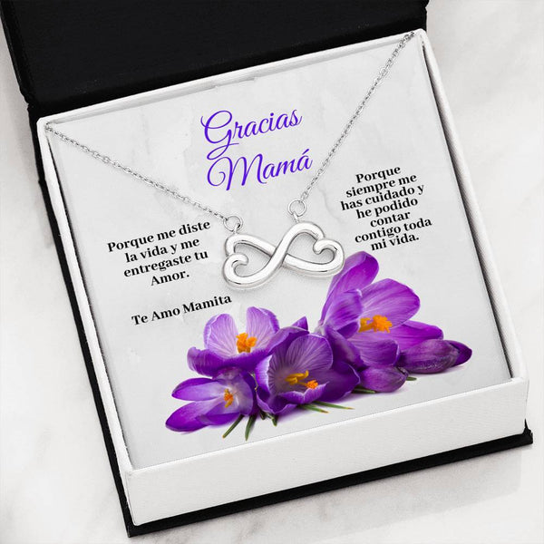 Collar para Mamá: Gracias Mamá, Porque me diste la vida…- Regalo perfecto para Día de la Madre - Infinito Corazón Collar Jewelry 