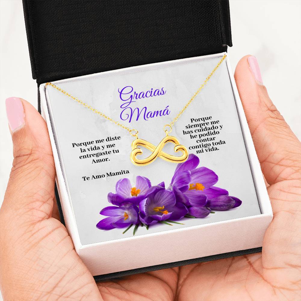 Collar para Mamá: Gracias Mamá, Porque me diste la vida…- Regalo perfecto para Día de la Madre - Infinito Corazón Collar Jewelry 18k Yellow Gold Finish 
