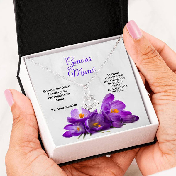 Collar para Mamá: Gracias Mamá, Porque me diste la vida y - Regalo perfecto para Día de la Madre - Collar Ancla con corazón Jewelry .316 Surgical Steel Necklace 