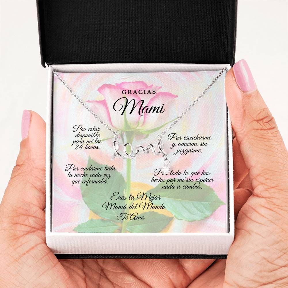 Collar para Mamá: Gracias Mami!!! Por estar disponible para mi - Regalo para Mamá - Collar con palabra LOVE escrita Jewelry 