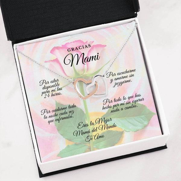 Collar para Mamá: Gracias Mami!!! Por estar - Regalo para Mamá - Collar Dos corazones Jewelry 