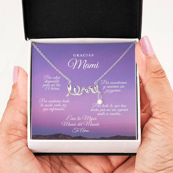 Collar para Mamá: Gracias Mami!!! Por estar - Regalo perfecto para Día de la Madre - Collar con palabra LOVE escrita Jewelry 