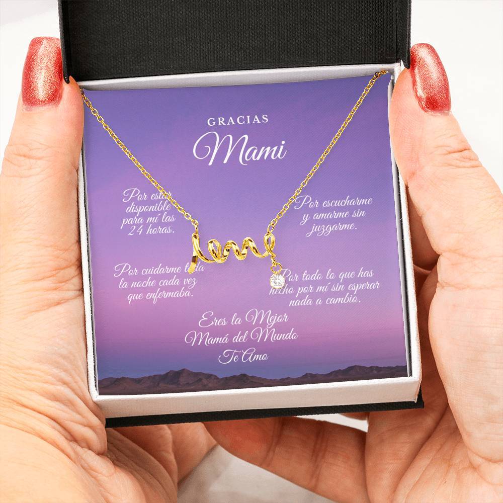 Collar para Mamá: Gracias Mami!!! Por estar - Regalo perfecto para Día de la Madre - Collar con palabra LOVE escrita Jewelry 