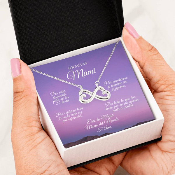 Collar para Mamá: Gracias Mami!!! Por estar… - Regalo perfecto para Día de la Madre - Infinito Corazón Collar Jewelry 14k White Gold Finish 