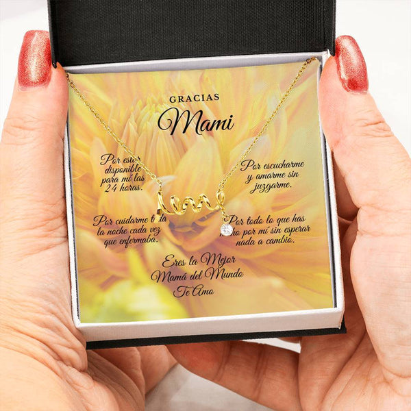 Collar para Mamá: Gracias Mami!!! - Regalo perfecto para Día de la Madre - Collar con palabra LOVE escrita Jewelry 