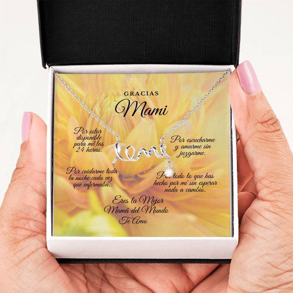 Collar para Mamá: Gracias Mami!!! - Regalo perfecto para Día de la Madre - Collar con palabra LOVE escrita Jewelry 