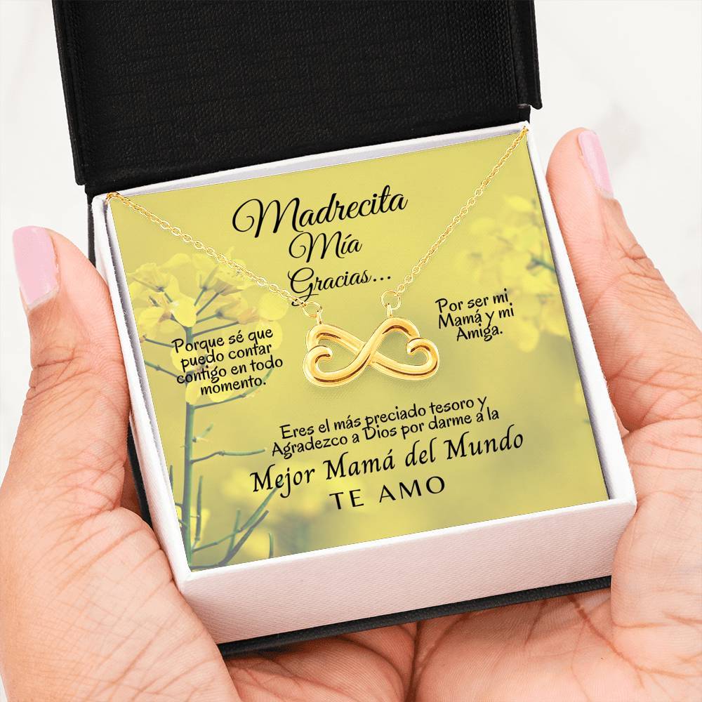Collar para Mamá: Madrecita Mía- Gracias por…- Regalo perfecto para Día de la Madre - Infinito Corazón Collar Jewelry 18k Yellow Gold Finish 