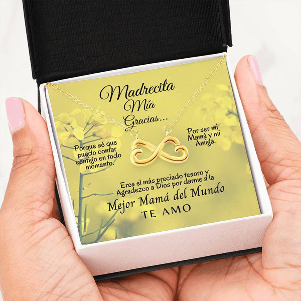 Collar para Mamá: Madrecita Mía- Gracias por…- Regalo perfecto para Día de la Madre - Infinito Corazón Jewelry 18k Yellow Gold Finish 