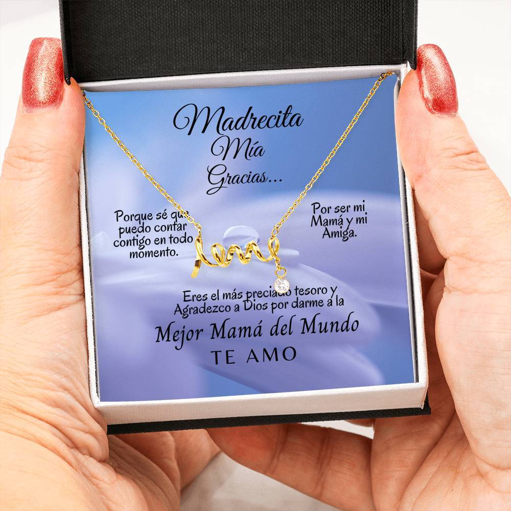 Collar para Mamá: Madrecita Mía - Gracias- Regalo perfecto para Día de la Madre - Collar con palabra LOVE escrita Jewelry 