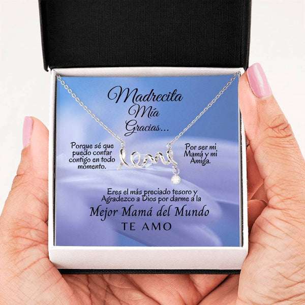 Collar para Mamá: Madrecita Mía - Gracias- Regalo perfecto para Día de la Madre - Collar con palabra LOVE escrita Jewelry 