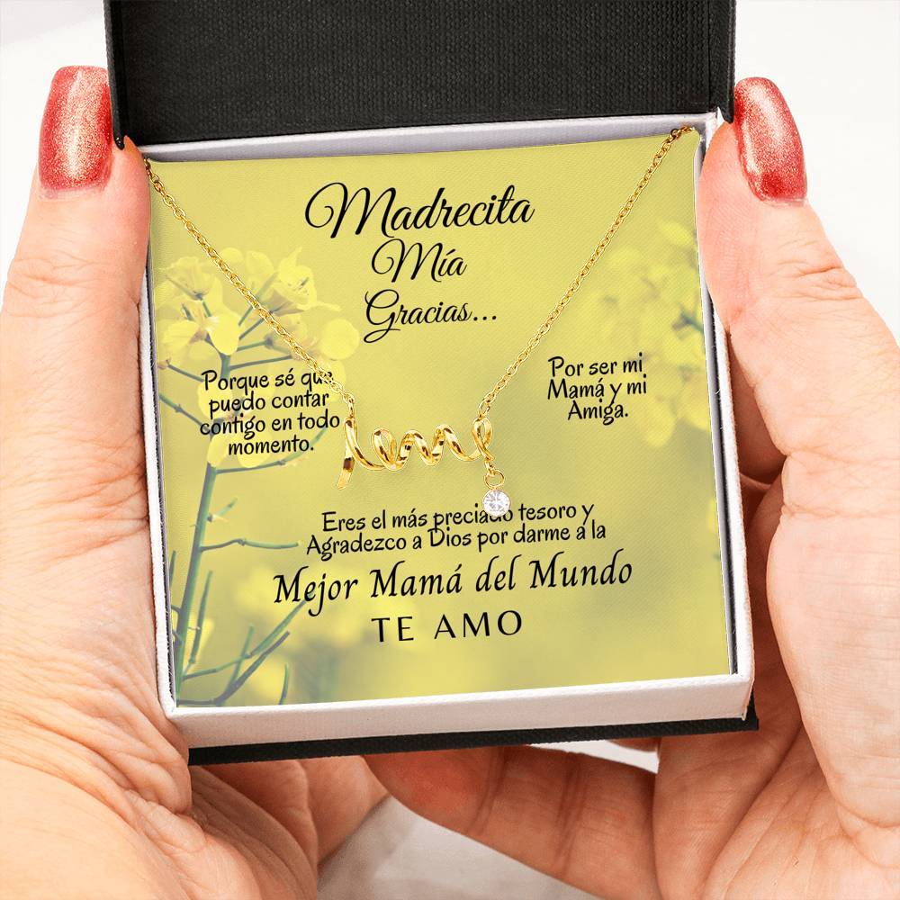 Collar para Mamá: Madrecita Mía - Regalo perfecto para Día de la Madre - Collar con palabra LOVE escrita Jewelry 