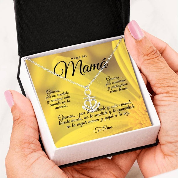Collar para Mamá: Para Mi Mamá, Gracias… Por no rendirte - Regalo perfecto para Día de la Madre - Collar Ancla con corazón Jewelry .316 Surgical Steel Necklace 