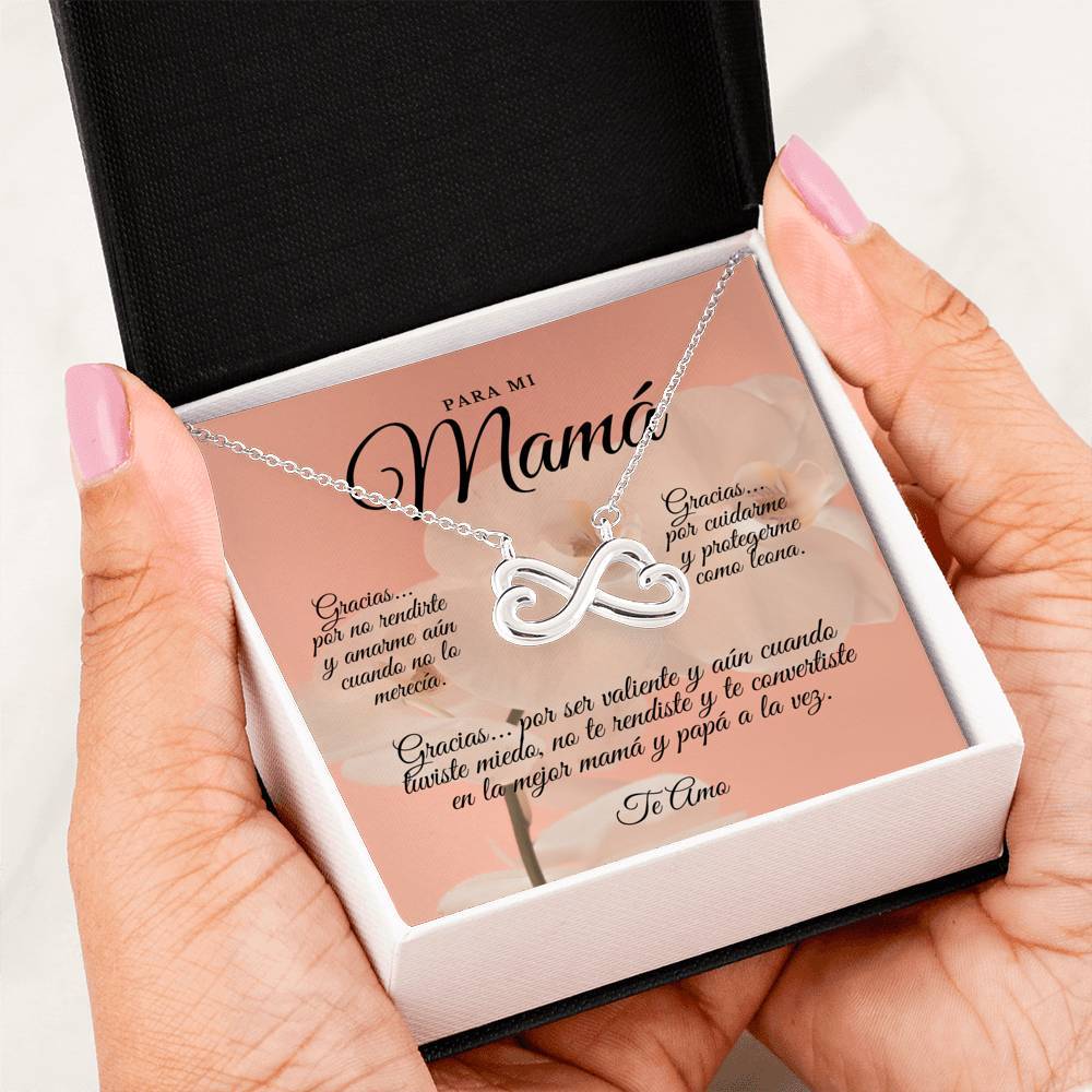 Collar para Mamá: Para Mi Mamá, Gracias… Por… - Regalo perfecto para Día de la Madre - Infinito Corazón Collar Jewelry 14k White Gold Finish 