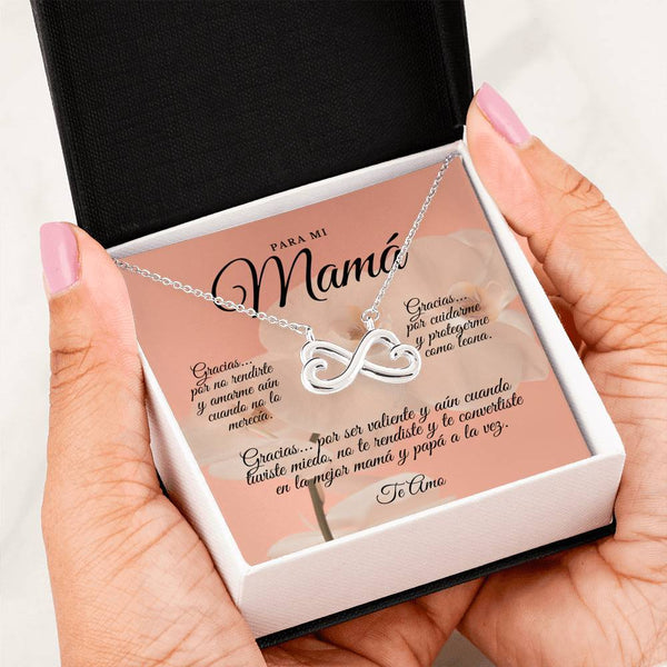 Collar para Mamá: Para Mi Mamá, Gracias… Por… - Regalo perfecto para Día de la Madre - Infinito Corazón Collar Jewelry 14k White Gold Finish 