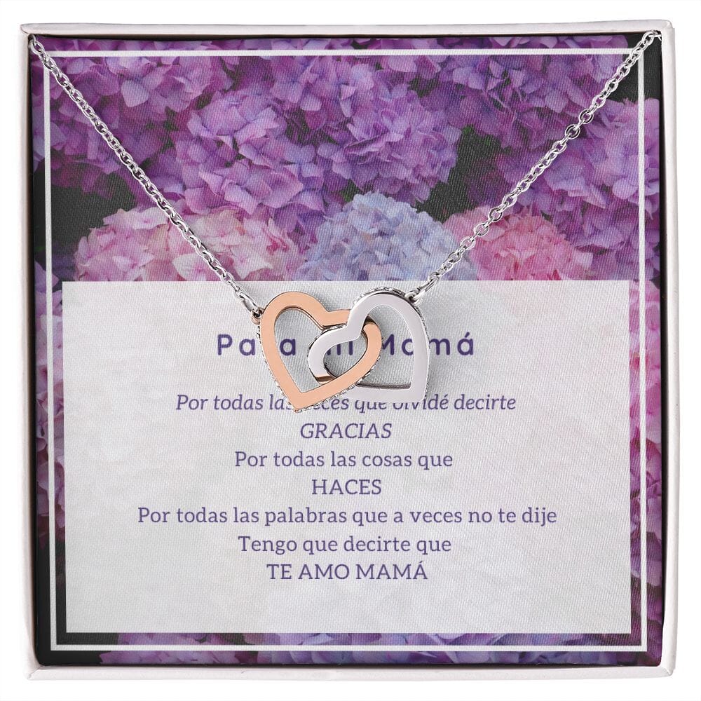 Collar para Mamá: Para mi MAMÁ - Regalo para Mamá - Collar Dos corazones Jewelry Interlocking Heart Necklace 