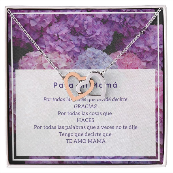 Collar para Mamá: Para mi MAMÁ - Regalo para Mamá - Collar Dos corazones Jewelry Interlocking Heart Necklace 