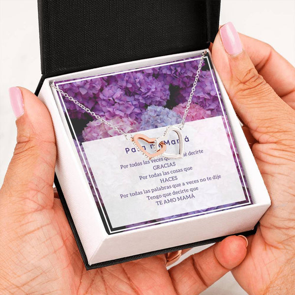 Collar para Mamá: Para mi MAMÁ - Regalo para Mamá - Collar Dos corazones Jewelry 