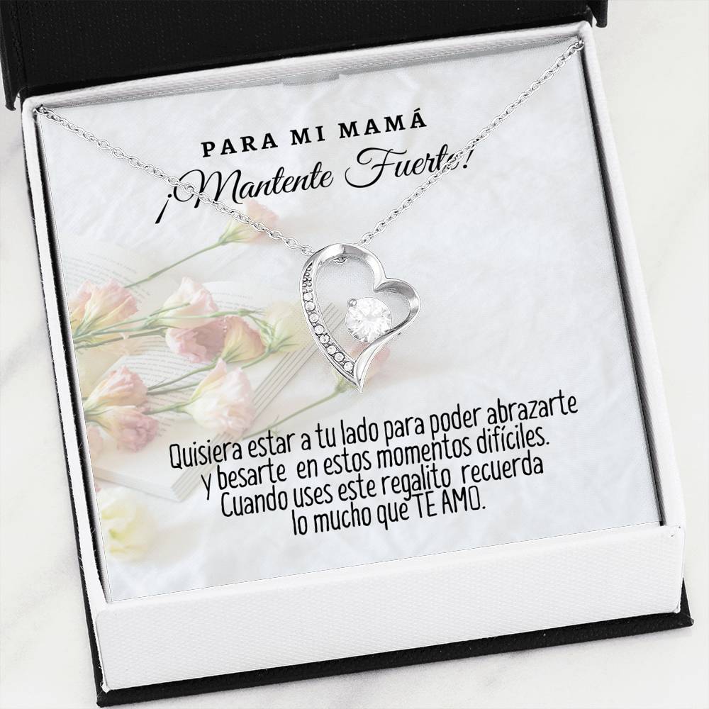Collar para Mamá: Para mi mami ¡Mantente… - Regalo perfecto para Día de la Madre - Collar Forever Love 14K Jewelry/ForeverLove 14k White Gold Finish 