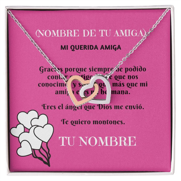 Collar para mi Amiga: Mi querida amiga- Collar Dos corazones Jewelry Interlocking Heart Necklace 