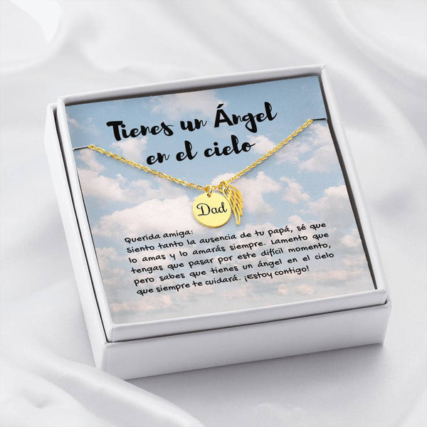 Collar para Recordar a Papá: Tienes un Ángel en el cielo! Jewelry 18k Yellow Gold Finish 