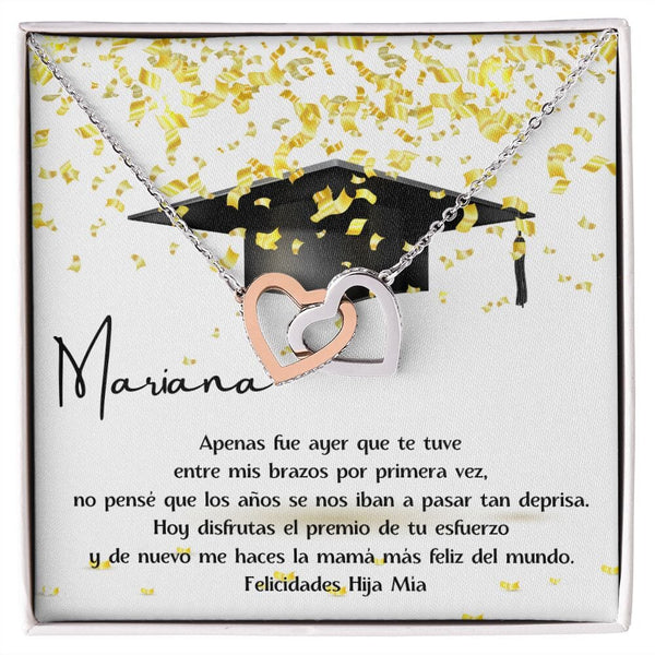 Collar para regalar a Hija el día de su Graduación - Collar 2 Corazones Unidos Jewelry/InterlockingHearts Caja de Regalo Incluida 