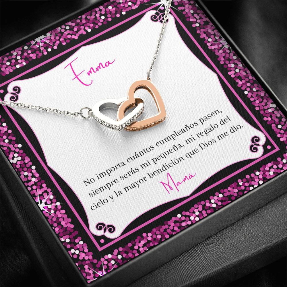 Collar para regalar a Hija en su cumpleaños- collar 2 corazones. Personaliza la tarjeta para esa persona que esta lejos. Jewelry 