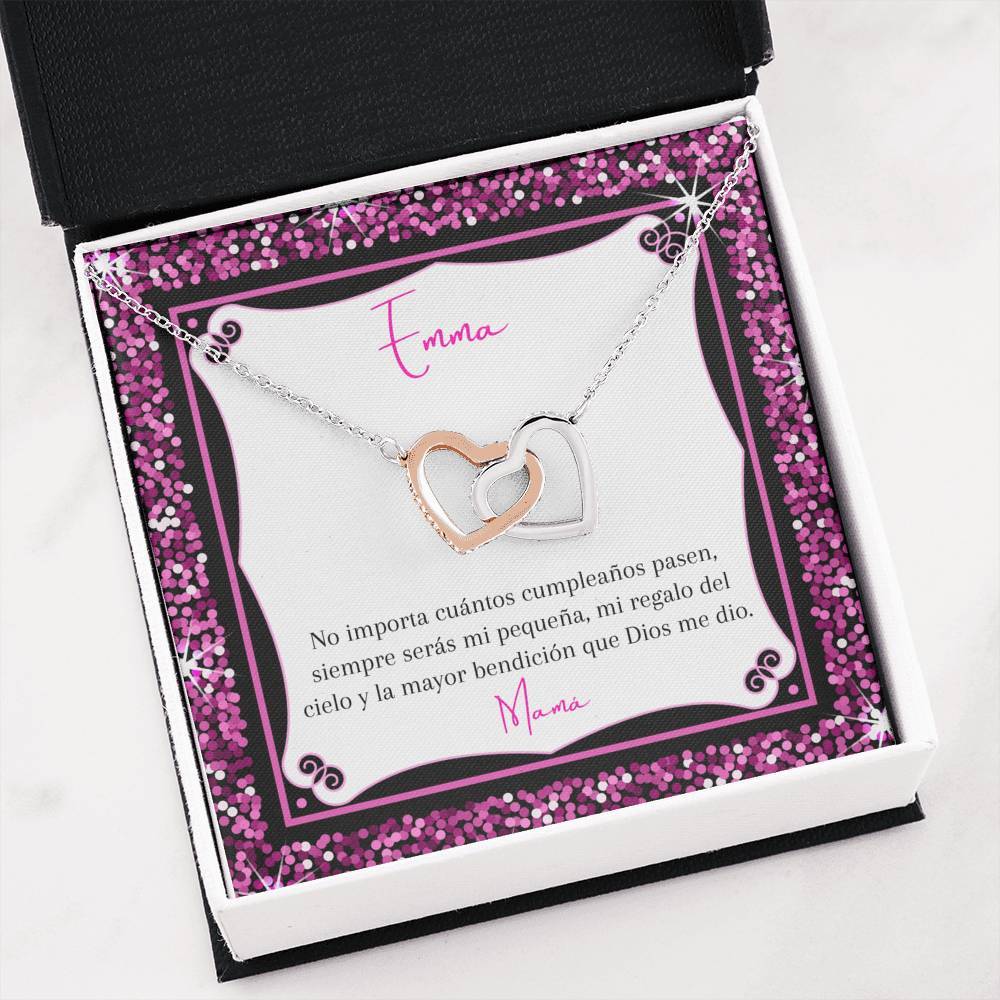 Collar para regalar a Hija en su cumpleaños- collar 2 corazones. Personaliza la tarjeta para esa persona que esta lejos. Jewelry 