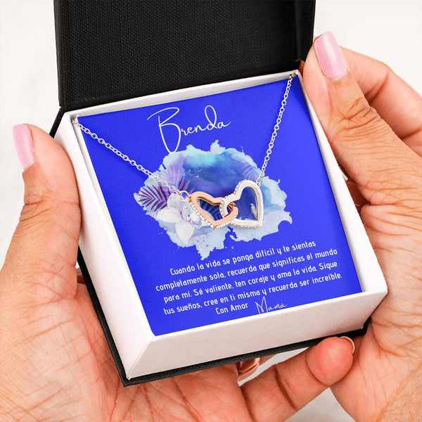 Collar para regalar a Hija, esposa, Mamá, Suegra - Collar Dos Corazones para la persona que amas y decirle que estás con ella aunque estén lejos. Jewelry/InterlockingHearts 