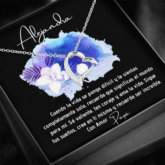 Collar para regalar a Hija, esposa, Mamá, Suegra - Collar Forever Love para la persona que amas y decirle que estás con ella. Jewelry/ForeverLove 14k White Gold Finish 