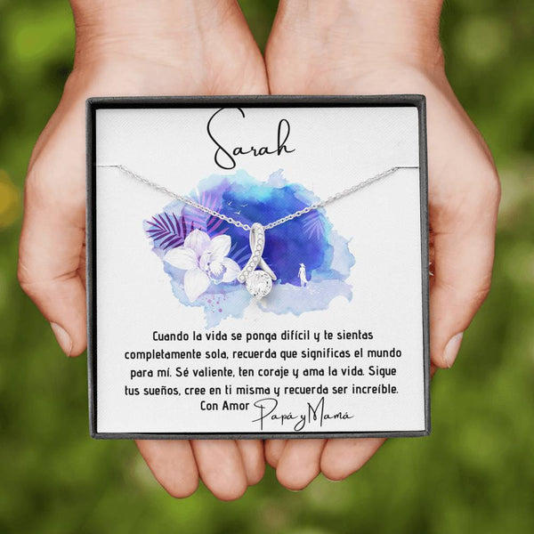 Collar para regalar a Hija, esposa, Mamá, Suegra - Collar Lazo con piedra para la persona que amas y decirle que estás con ella aunque estén lejos. Jewelry/AlluringBeauty 