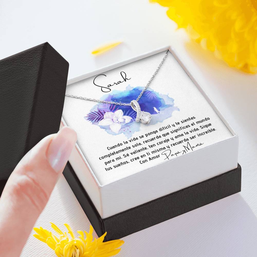 Collar para regalar a Hija, esposa, Mamá, Suegra - Collar Lazo con piedra para la persona que amas y decirle que estás con ella aunque estén lejos. Jewelry/AlluringBeauty 