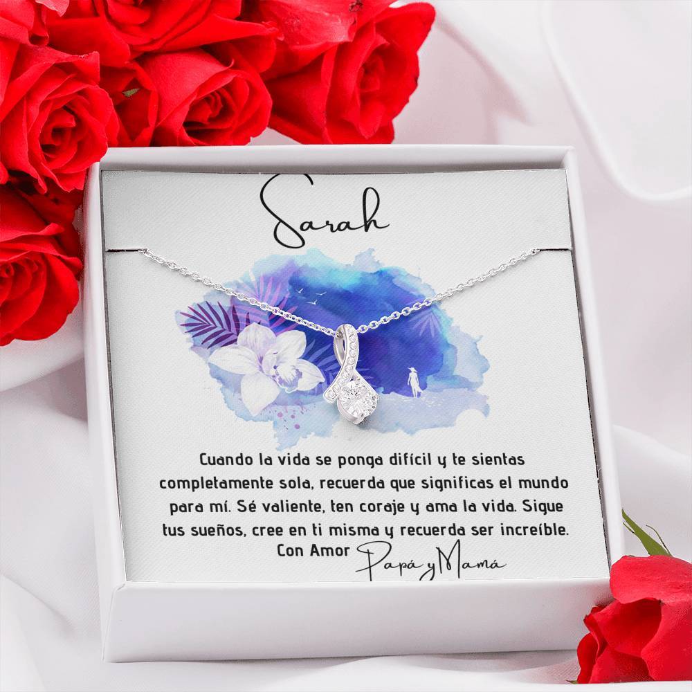 Collar para regalar a Hija, esposa, Mamá, Suegra - Collar Lazo con piedra para la persona que amas y decirle que estás con ella aunque estén lejos. Jewelry/AlluringBeauty 